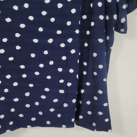 NWT Talbots Polka Dot Short Sleeve Shirt Size 3X Navy White Rayon Casual Boxy - Picture 3 of 12